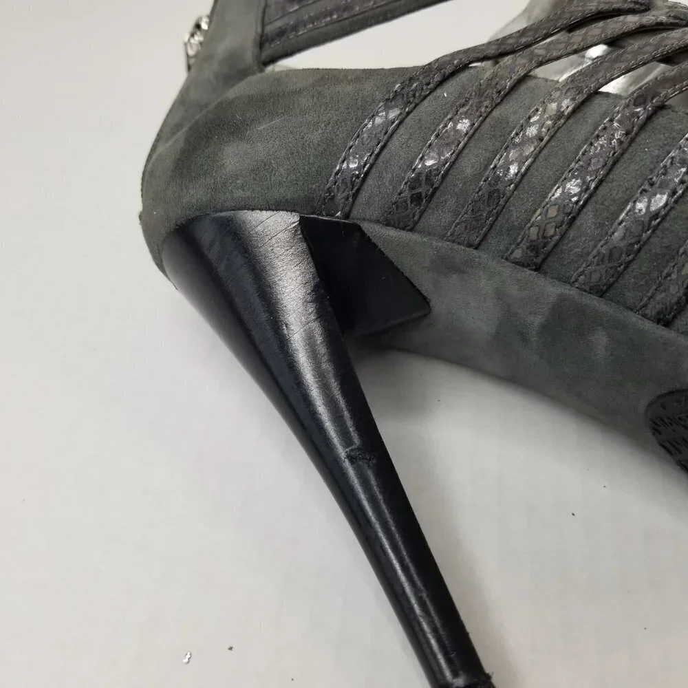 Calvin Klein Danica Platform Stiletto Heels Pumps Grey Suede Date Night Sz 9.5 - Picture 11 of 16
